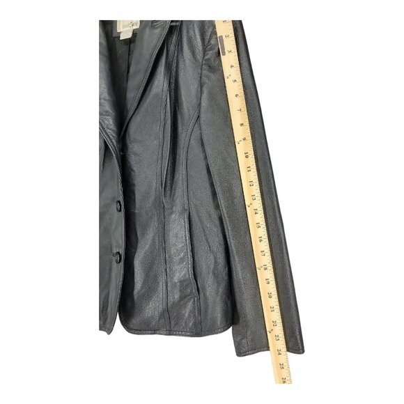 Vintage Leather Jacket Blazer Womens Black Small 90's - Picture 7 of 9